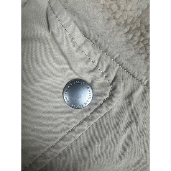 American‎ Eagle Reversible Sherpa Quilted Bomber Jacket Cream Womens L 0103-1577 - Picture 7 of 10